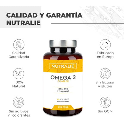 Omega 3 Complex 2000 mg + Vit E och D3 DHA EPA Nutralie 60 softgels