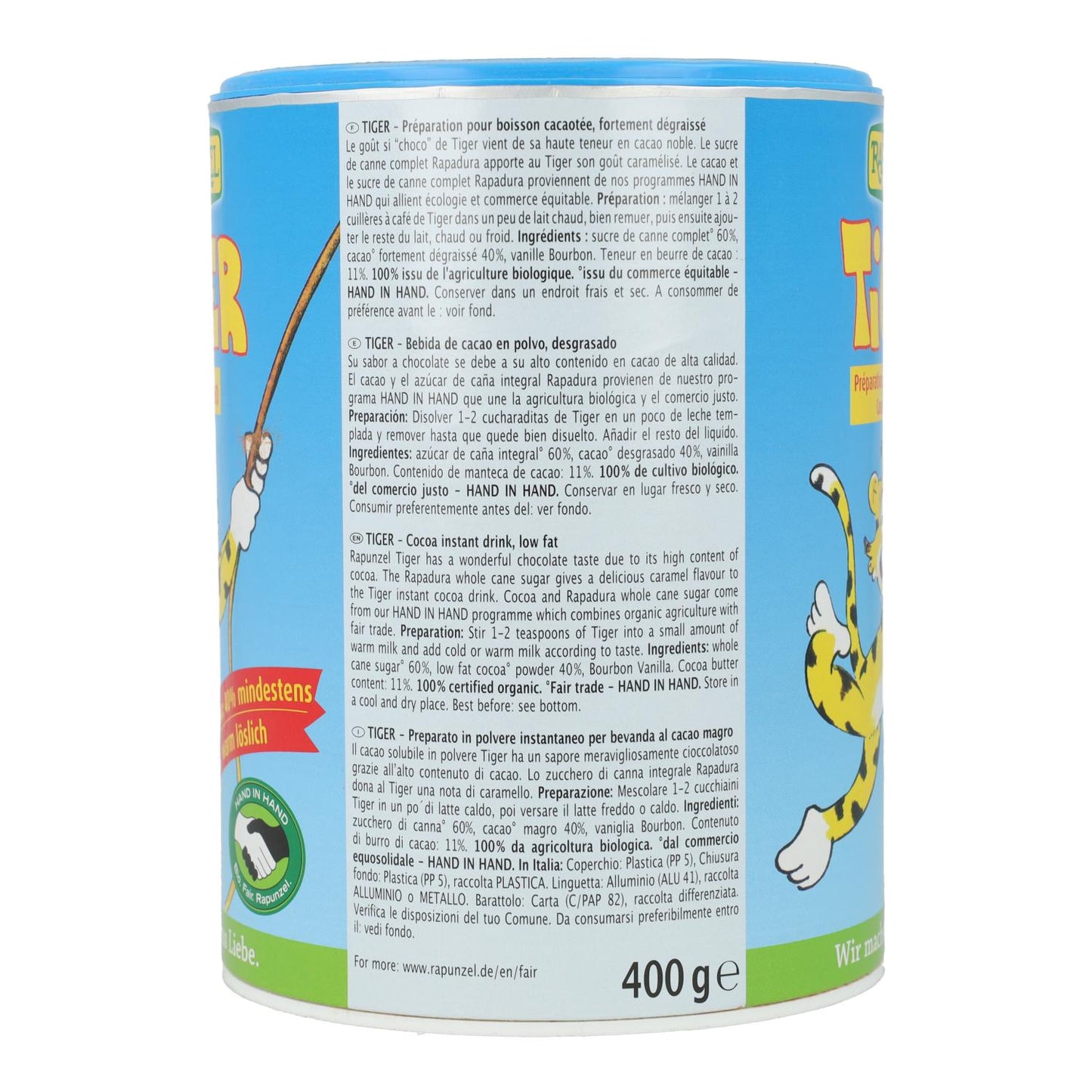 Oplosbare cacao Tiger Rapunzel 400 g