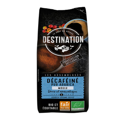 Zachte cafeïnevrije gemalen koffie 100% arabica BIO Destination 250 g