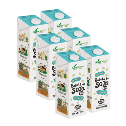 Pack de 6L de boisson au soja écologique Soria Natural ECO 1L
