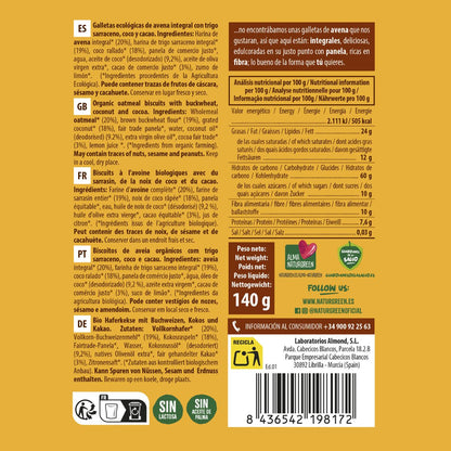 Vollkorn-Haferkeks mit Buchweizen, Kokosnuss und Bio-Kakao NaturGreen 140 g