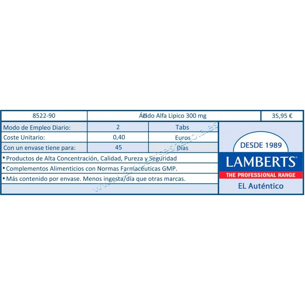 Acide alpha-lipoïque 300 mg Lamberts, 90 comprimés