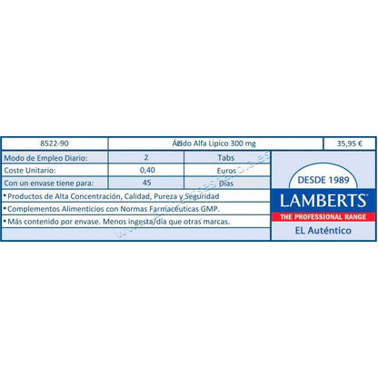 2-pack alfa-liponsyra 300 mg Lamberts, 90 tabletter