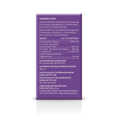 Viaurin Cysti Urinewegwelzijn, Soria Natural, 60 tabletten