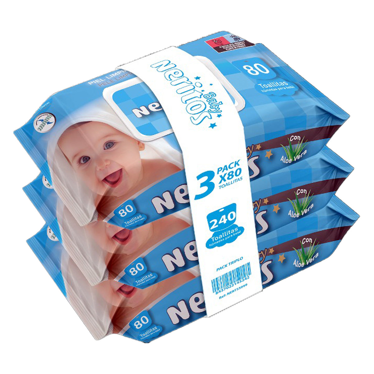 Lingettes Neritos Baby Aloe Vera Pack triple 80 unités