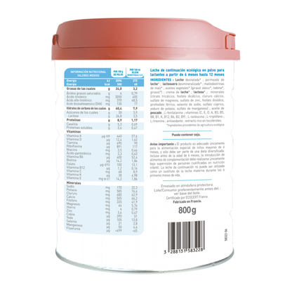 Zestaw 2 szt. Mleko następcze Primea 2 (od 6 do 12 miesięcy) ekologiczne Babybio 800 g