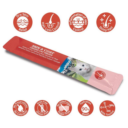 Creamy Cat Treats Snack cremoso funzionale Skin & Coat Salmone e Tonno Arquivet 5x14 g