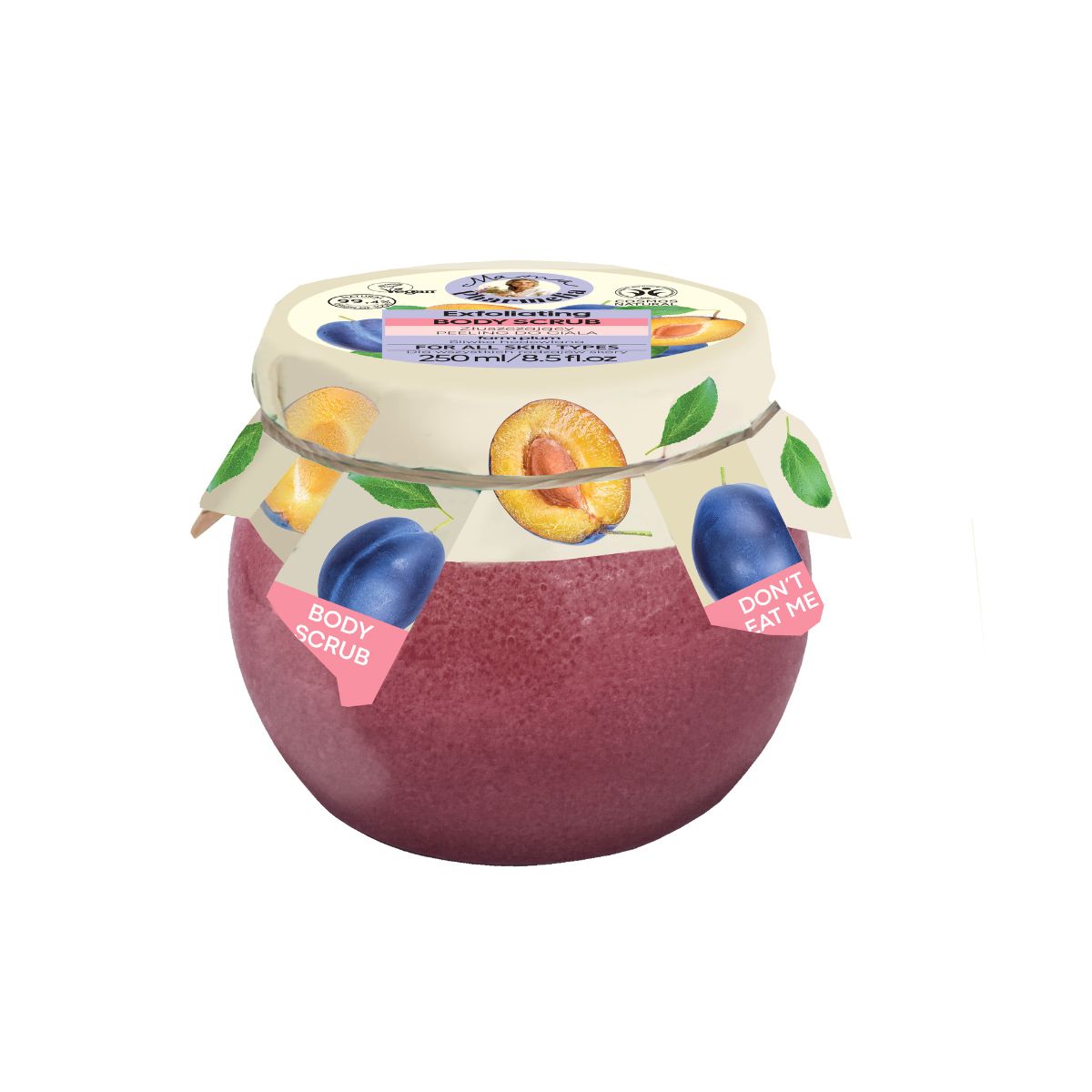 Gommage corporel régénérant à la prune de ferme, Mama Pharmelia, 250 ml