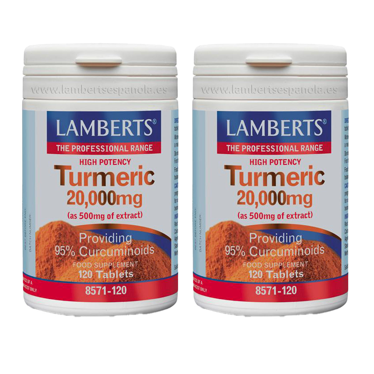 Pack 2x Cúrcuma 20.000 mg, Lamberts, 120 tabletas