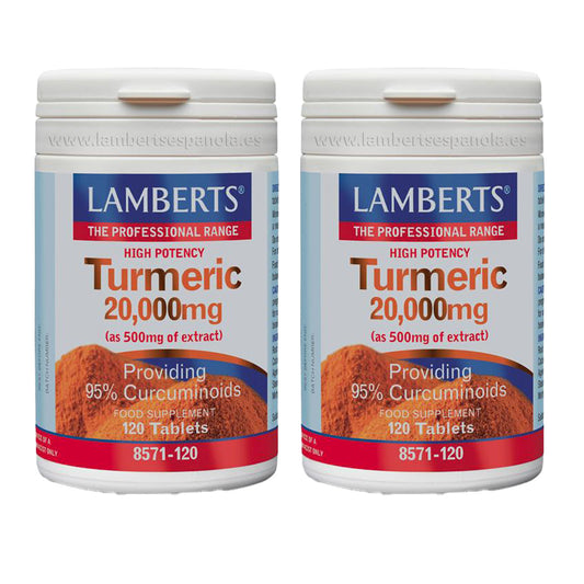 Pack 2x Cúrcuma 20.000 mg, Lamberts, 120 tabletas