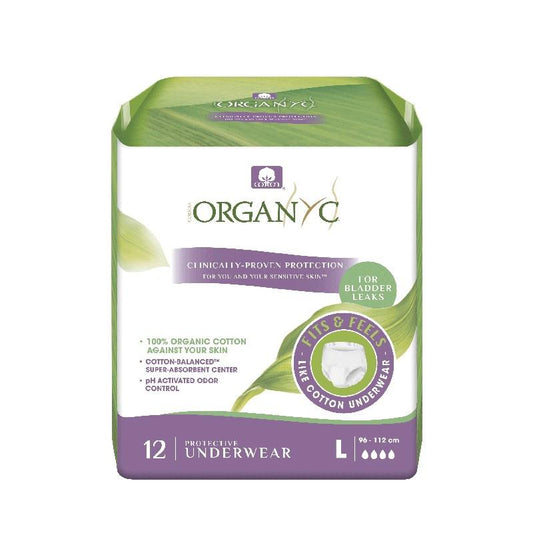 Incontinentie luiers van biologisch katoen maat L (95-120 cm) Organyc 12 stuks
