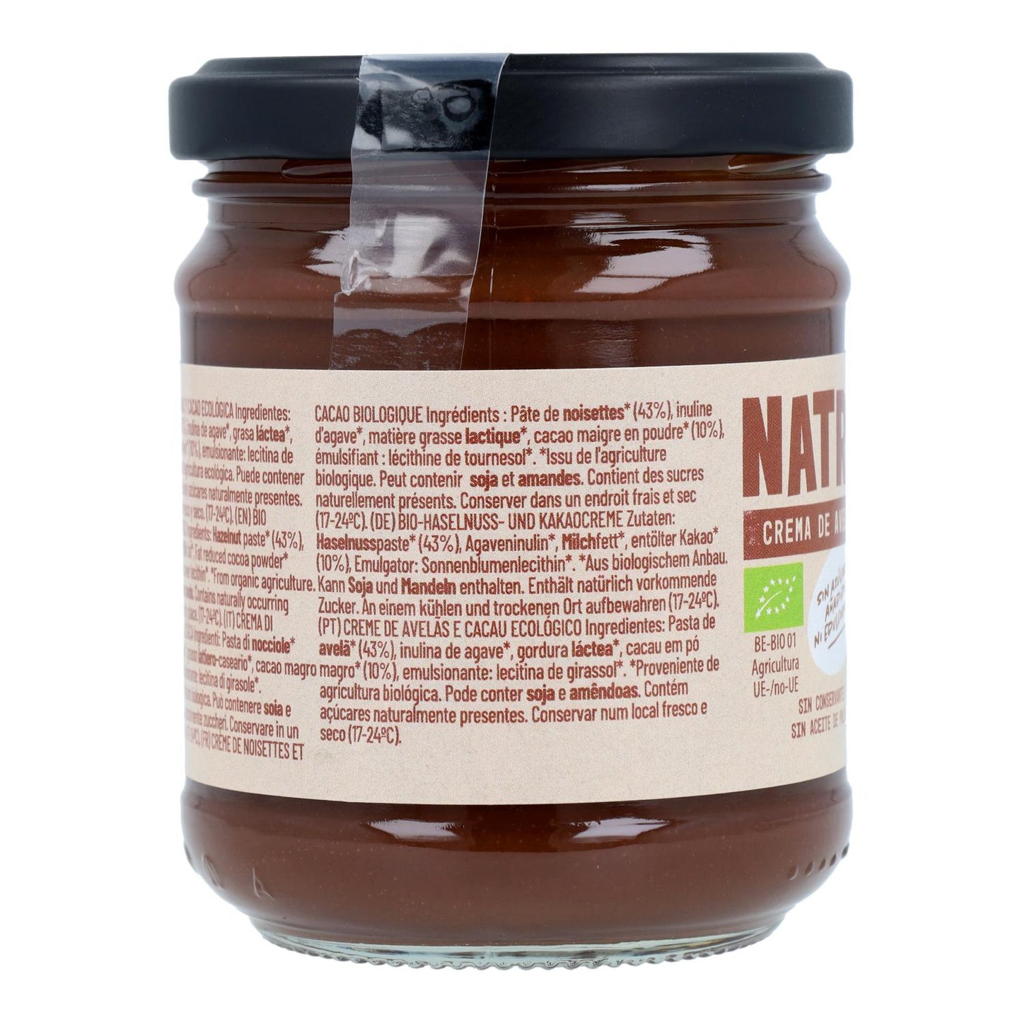 Biologische cacao- en hazelnootcrème Natruly 200 g