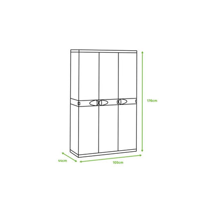 Szafa 3-drzwiowa z miotłą 105 cm Titanium Plastiken Beige (odnowiona)