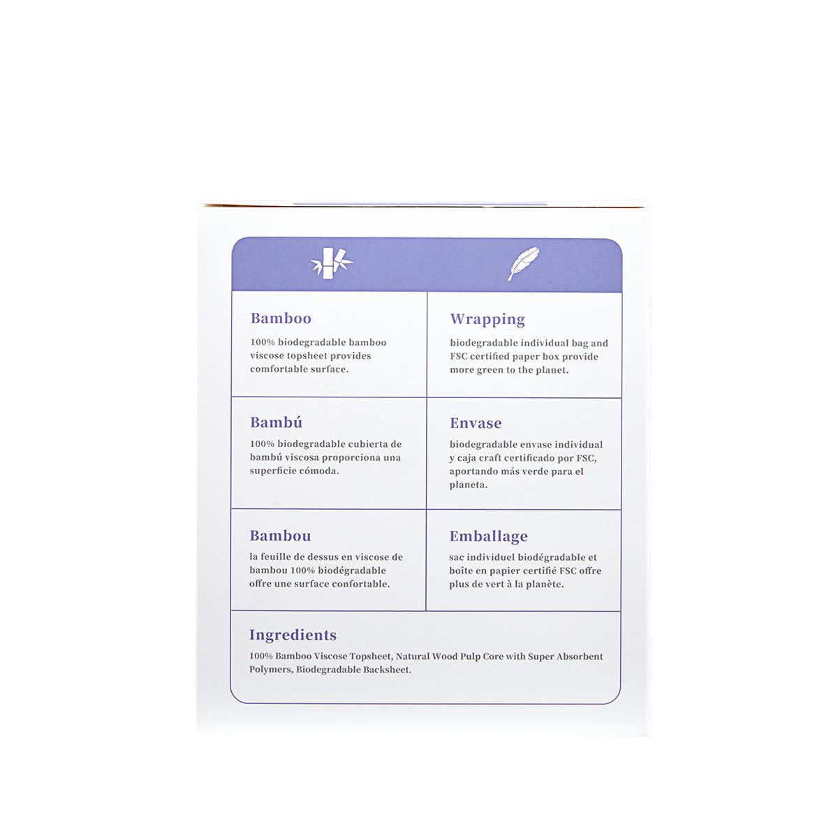 Compresse en fibre de bambou biodégradable Super Ecoboom 8 unités