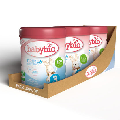 3-pack ekologisk mjölk Primea 3 (från 12 månader till 3 år) Babybio 800 g