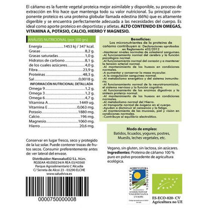 Proteine di canapa BIO 250 g, Salud Viva