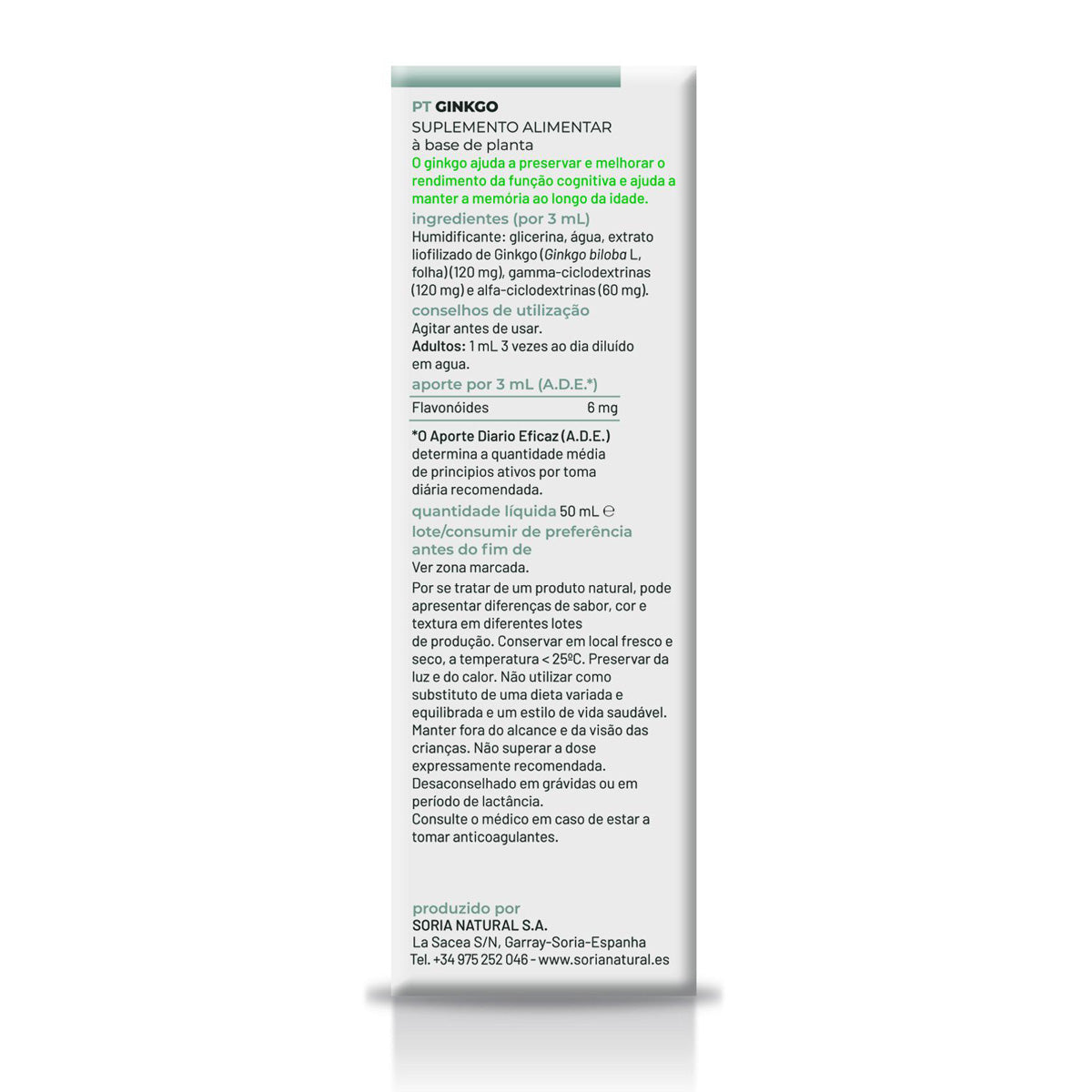 Opakowanie 3x Wyciąg z miłorzębu japońskiego Soria Natural, 50 ml