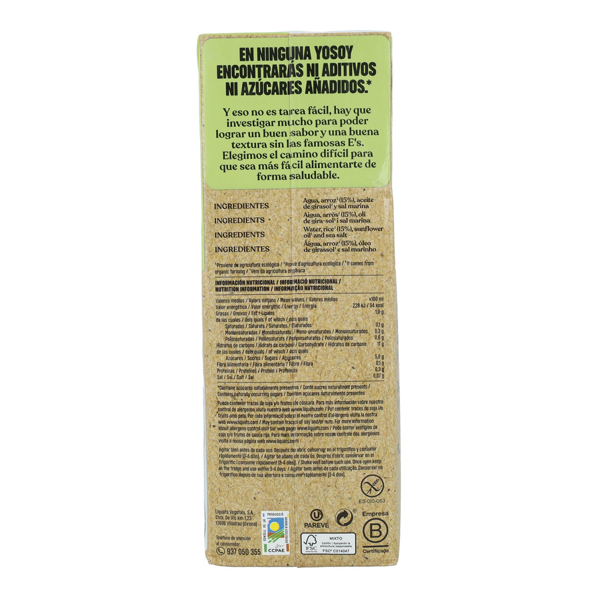Reisgetränk Yosoy ECO 1 l