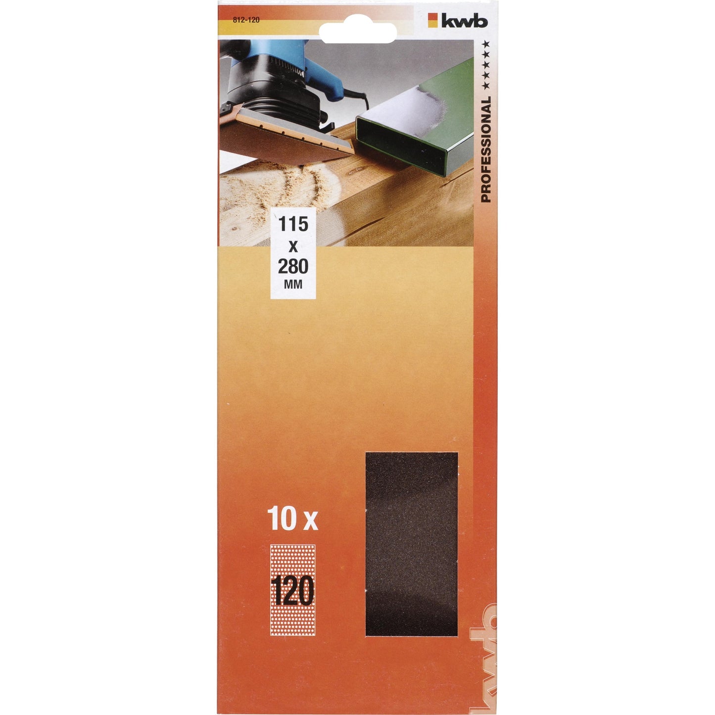 10 Schleifblätter für Exzenterschleifer 115 x 280 mm KWB GR 120