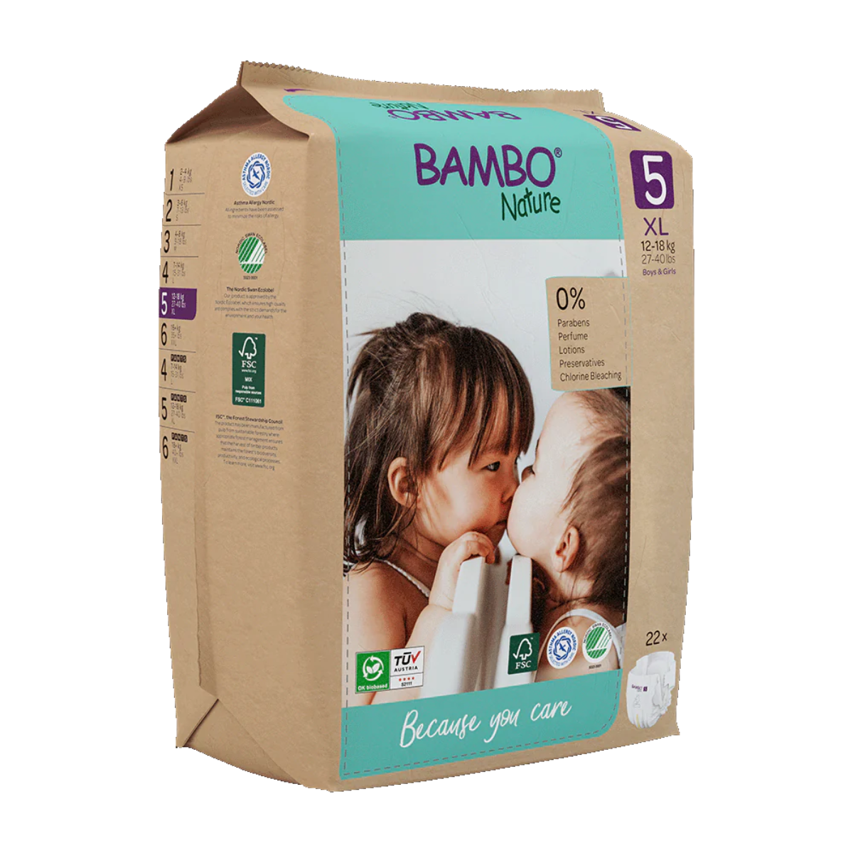 6-pack Bambo Nature blöjor T5 (12-18 kg) 22 st