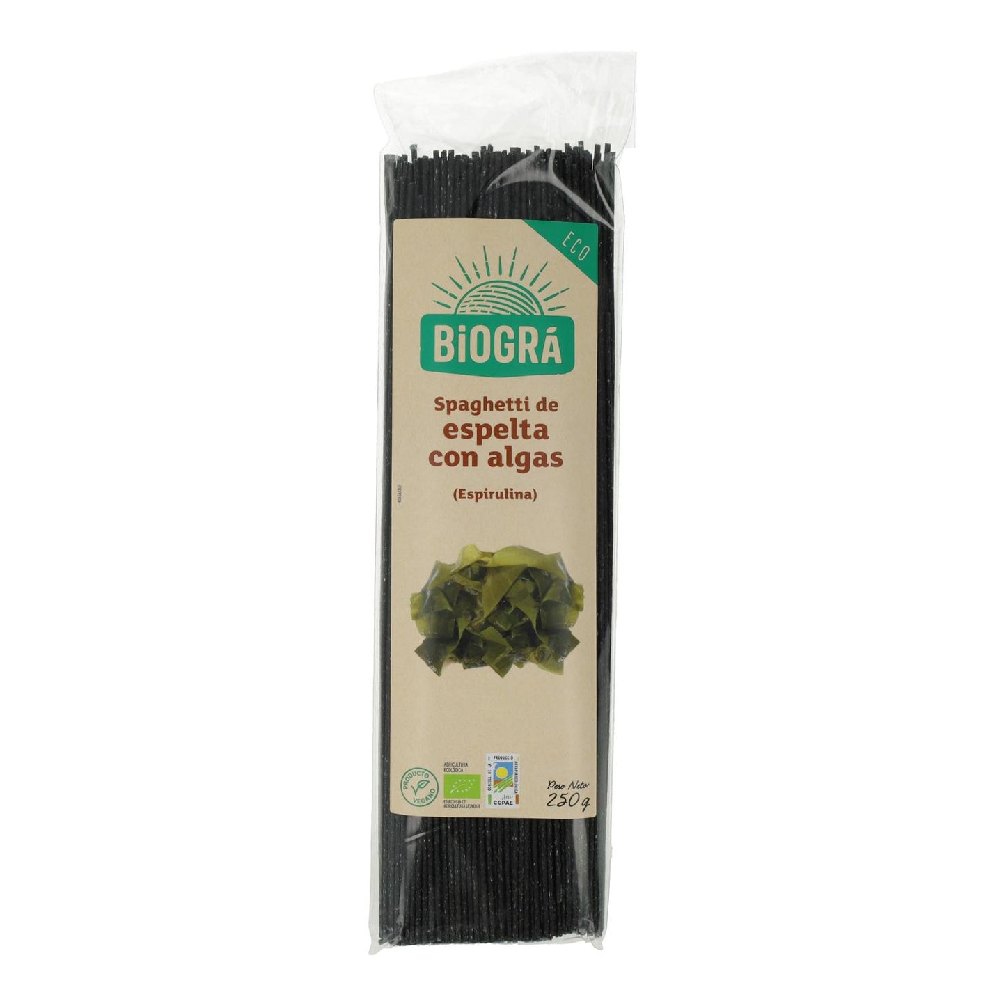 Speltaspaghetti med alger (spirulina och fucus) Biográ, 250 g