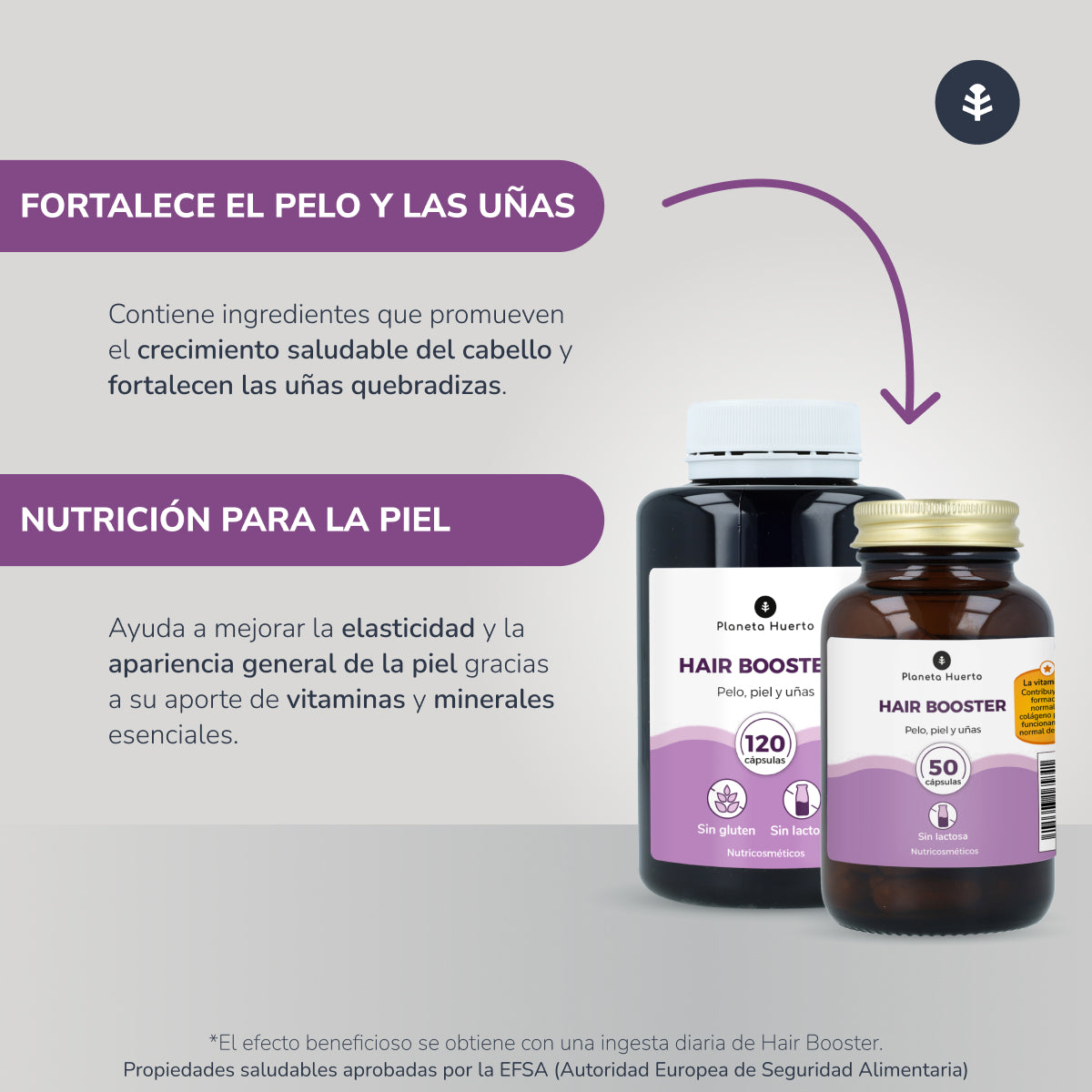 Hair Booster cheveux, peau et ongles Planeta Huerto 120 gélules