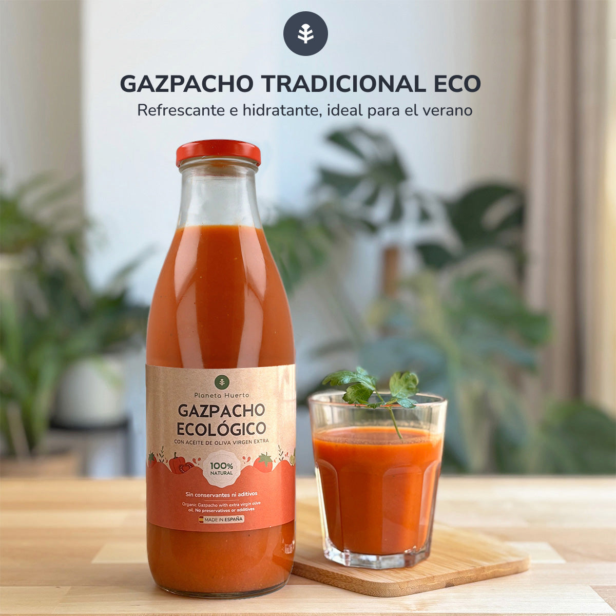 Pack of 3 traditional organic gazpacho with extra virgin olive oil Planeta Huerto 1L