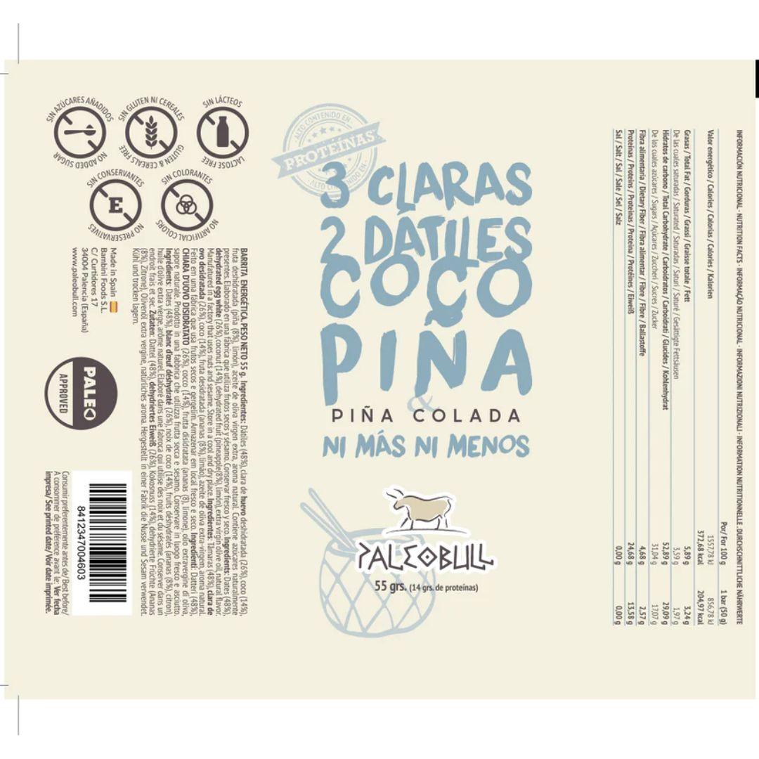 Paleobull pineapple colada and coconut energy bar 55 g