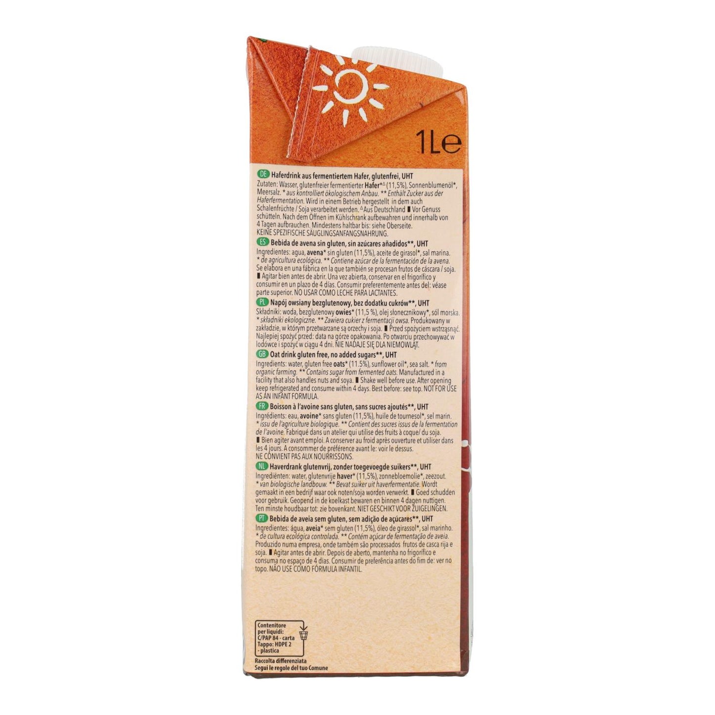 Glutenfreies Bio-Hafergetränk Natumi 1 l