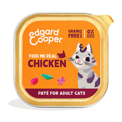 Natvoer voor katten, paté, kuipje, scharrelkip, Edgard & Cooper 85 g