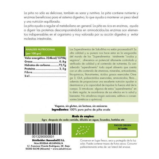 Salud Viva Organic Pineapple Powder 125 g