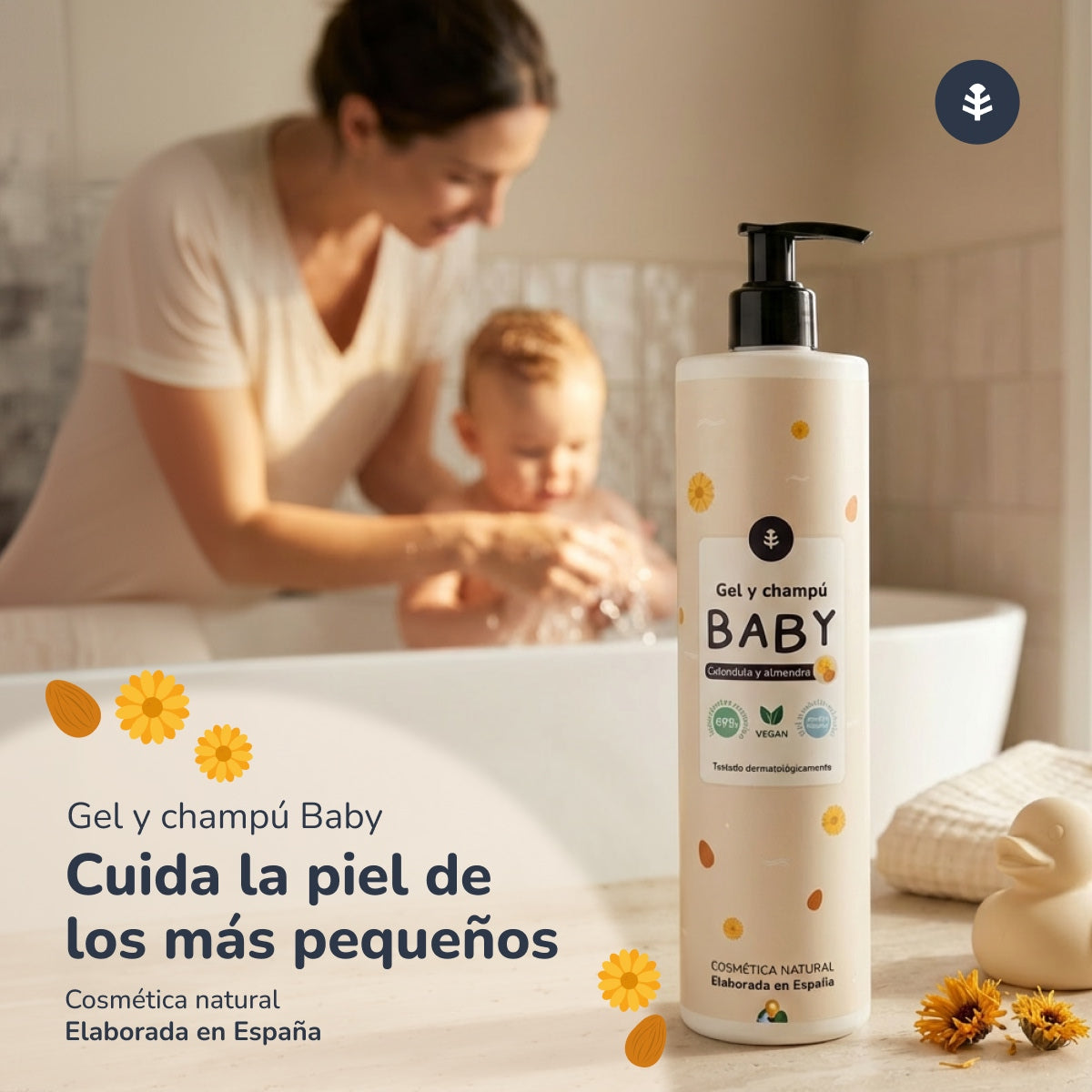 Shampoo e gel per bambini alla calendula e alle mandorle Planeta Huerto 500 ml