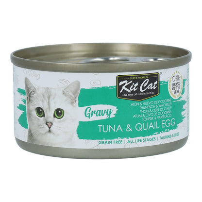 Kit Cat blikje Gravy - Tonijn & Kwartelei 70 g Natvoer voor katten in saus