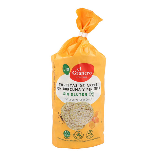 Galettes de riz au curcuma et au poivre sans gluten bio El Granero, 115 g