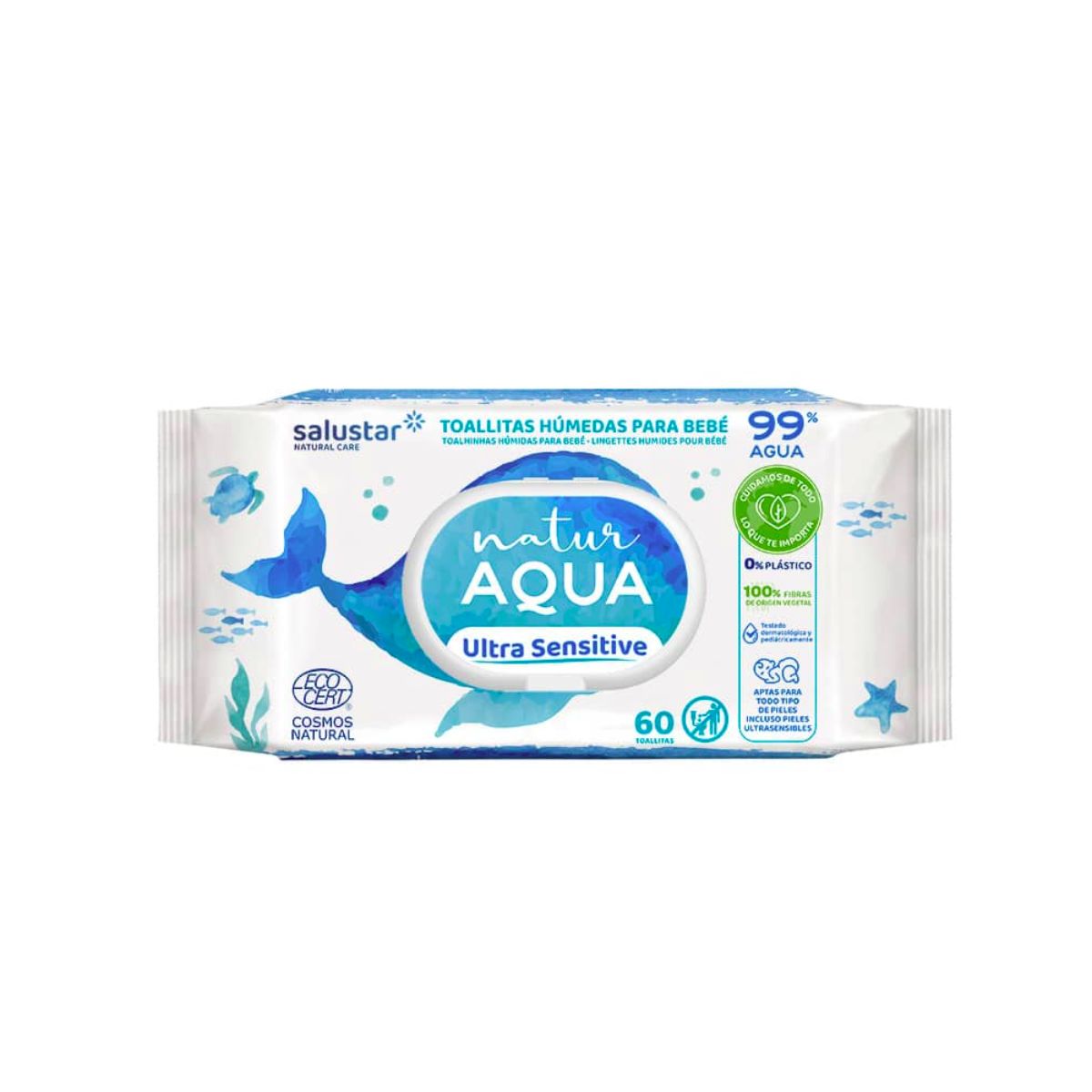 Salviettine umidificate Bebé Natur Aqua 60 pz