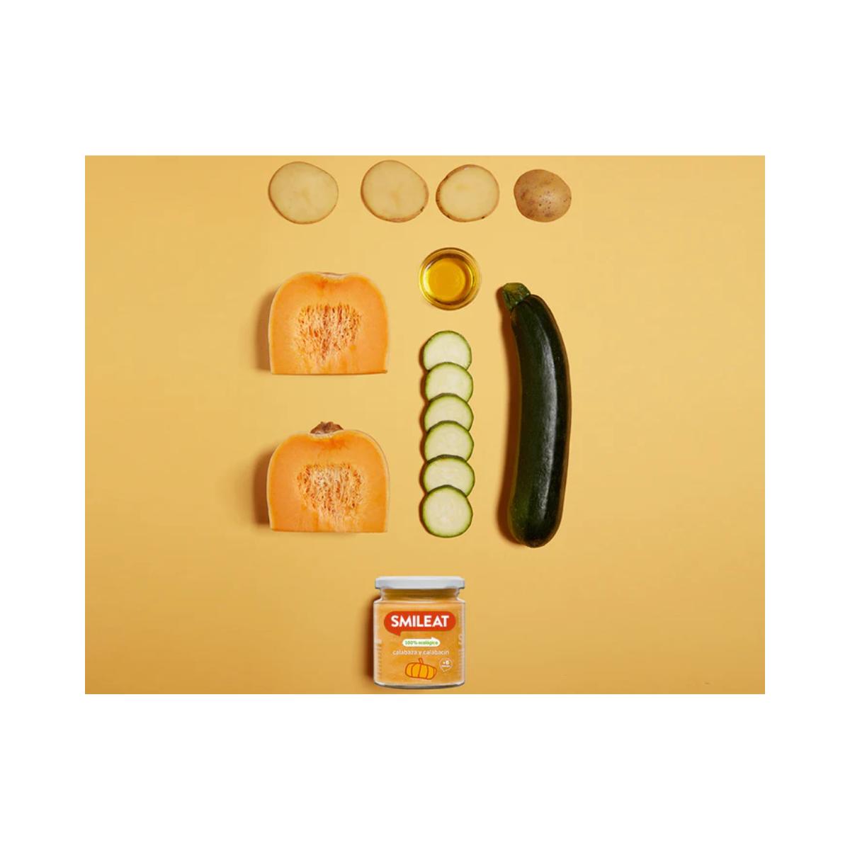 Pakket 12x potjes biologische pompoen en courgette +6 maanden Smileat 230 g