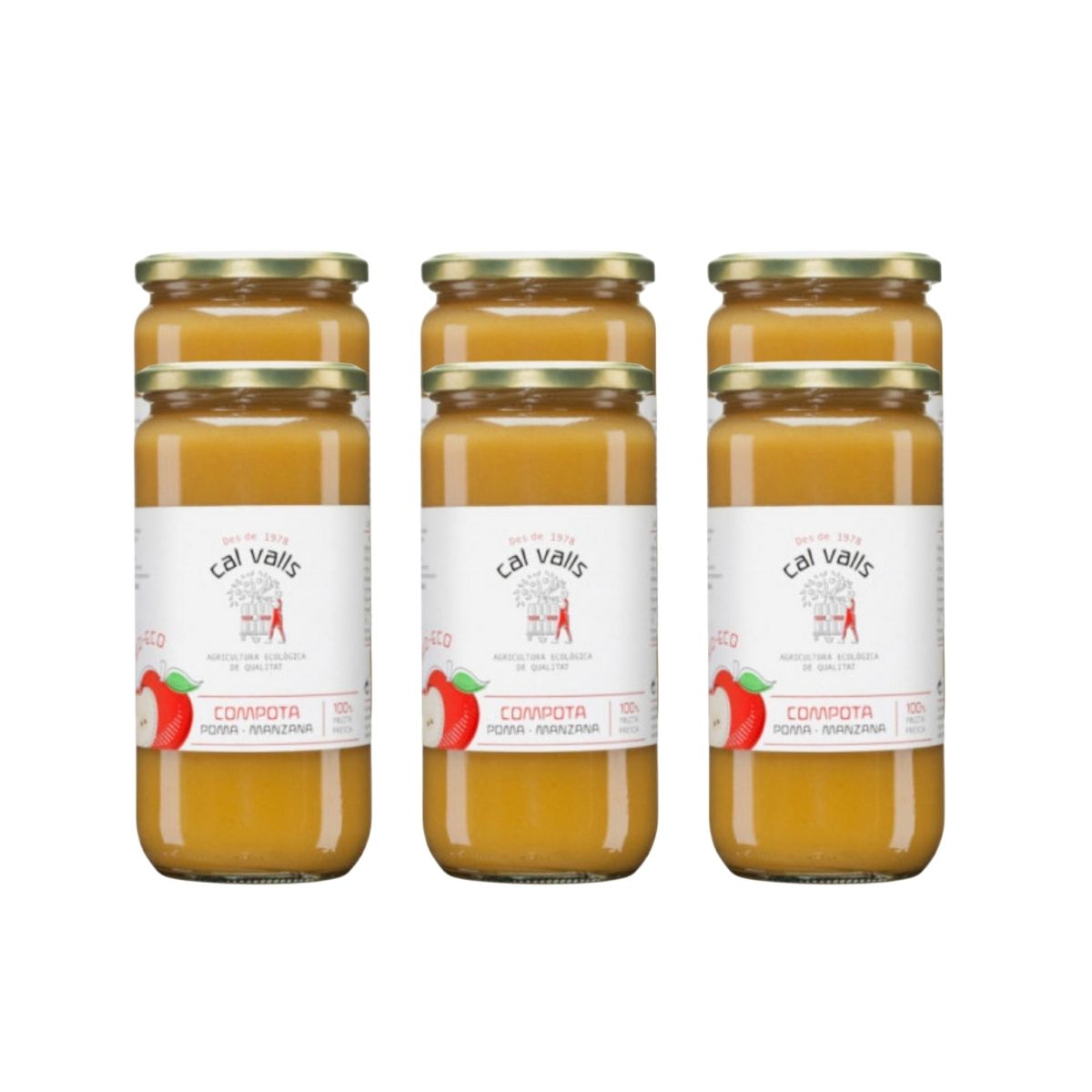 Opakowanie 6x Kompot jabłkowy Eco Cal Valls 700 g