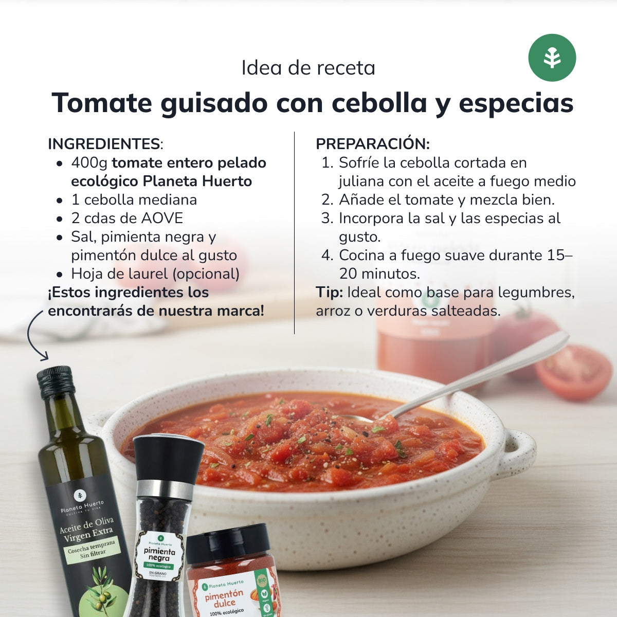 Tomate pelée entière ECO Planeta Huerto 660 g