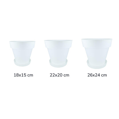 Pot met schotel, wit, Tes, 26 x 24 cm