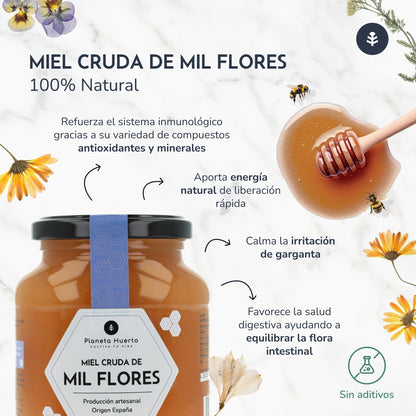 Pack 6x Miel Cruda de Mil Flores Planeta Huerto 1 Kg