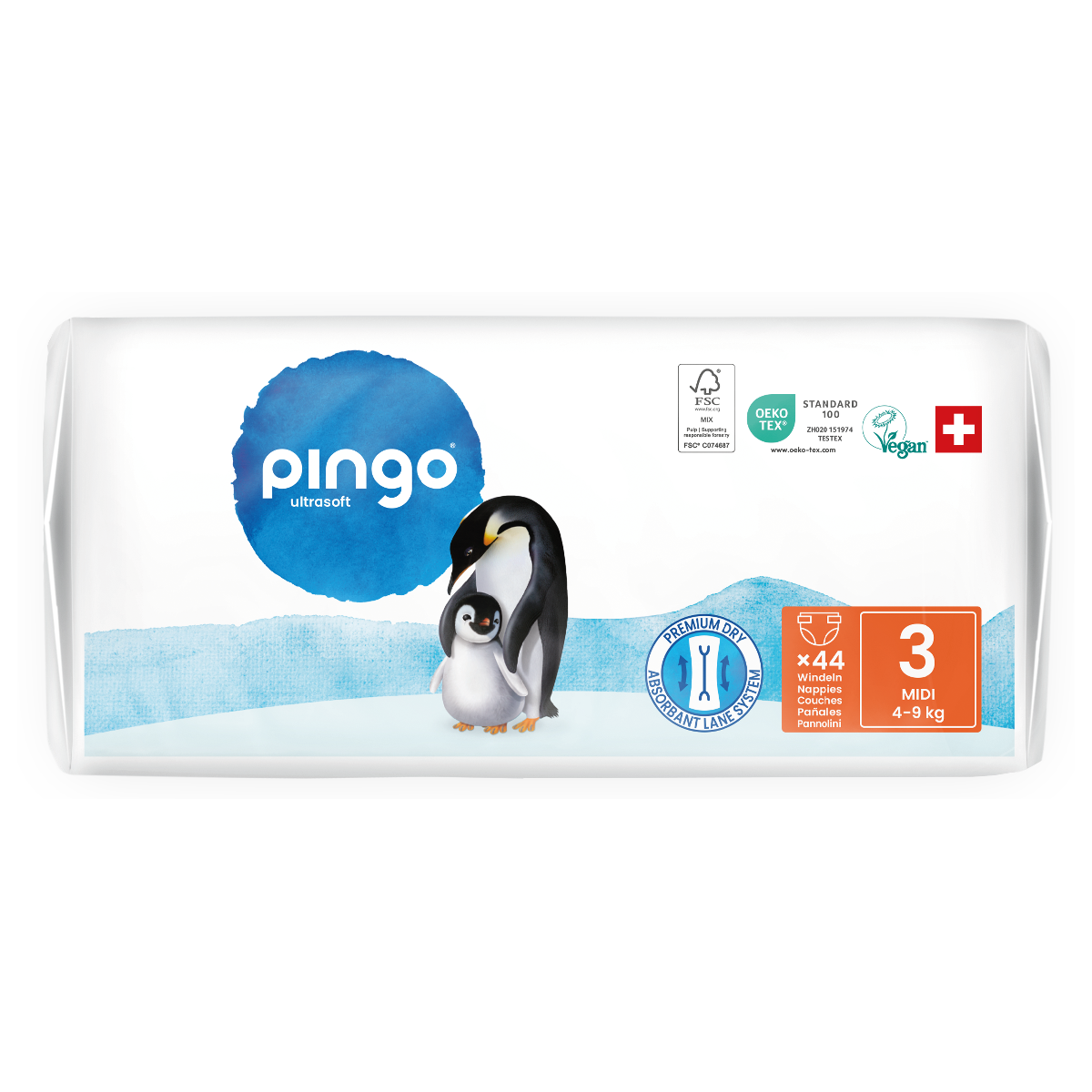 Pieluchy T3 (4-9 kg) Pingo 44 szt.