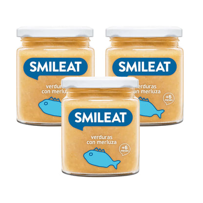 Pack of 3 Organic Vegetable and Hake Jars +6 months Smileat 230g