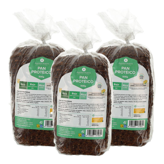Pack 3x Pan proteico Planeta Huerto 500 g