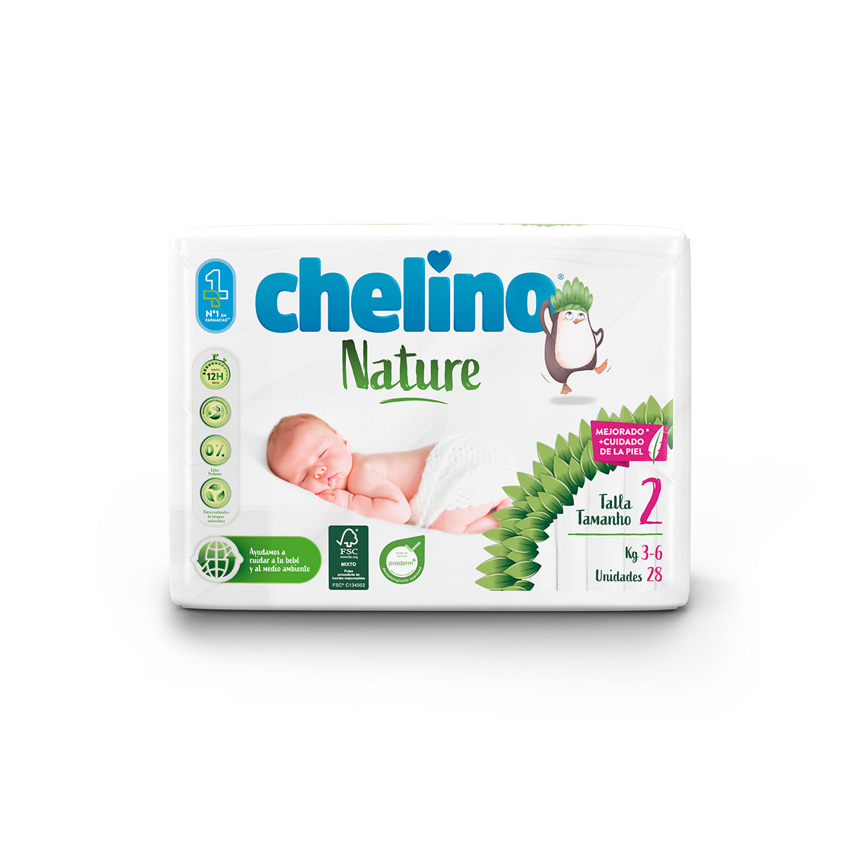 Pack 6 couches T2 3-6 kg Chelino Nature 28 unités