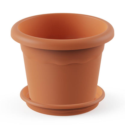 Terra round terracotta pot with saucer 30 x 22 cm