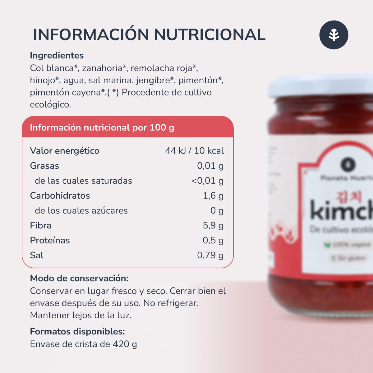 Confezione da 3 Kimchi ECO Planeta Huerto 420 g