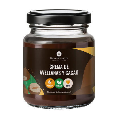 Pakket 2x Hazelnoot- en cacaocrème zonder toegevoegde suikers ECO Planeta Huerto 230 g