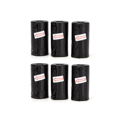 Biologiskt nedbrytbara påsar för hundavföring, svarta, 6 rullar – 90 påsar