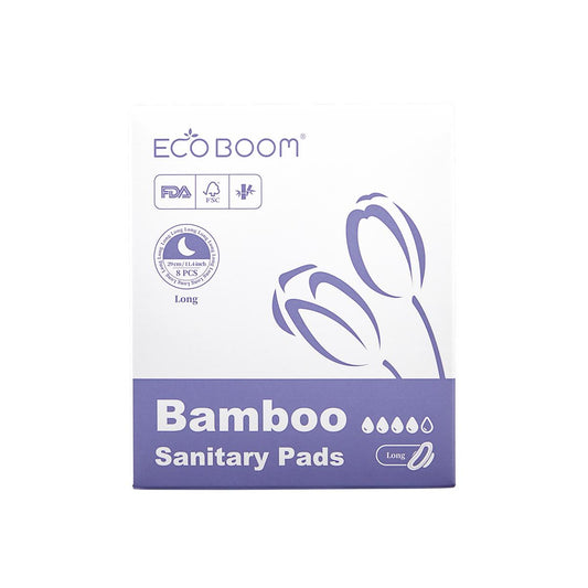 Super Ecoboom biodegradable bamboo fibre sanitary pads, 8 pcs
