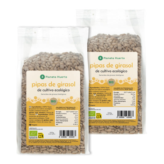 Pack 2x peeled sunflower seeds ECO Planeta Huerto 500 g